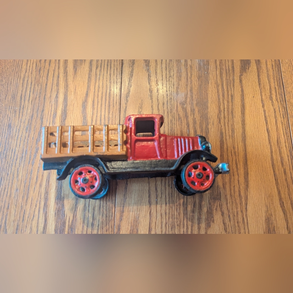 Vintage Cast Iron 1930s Red Toy Truck